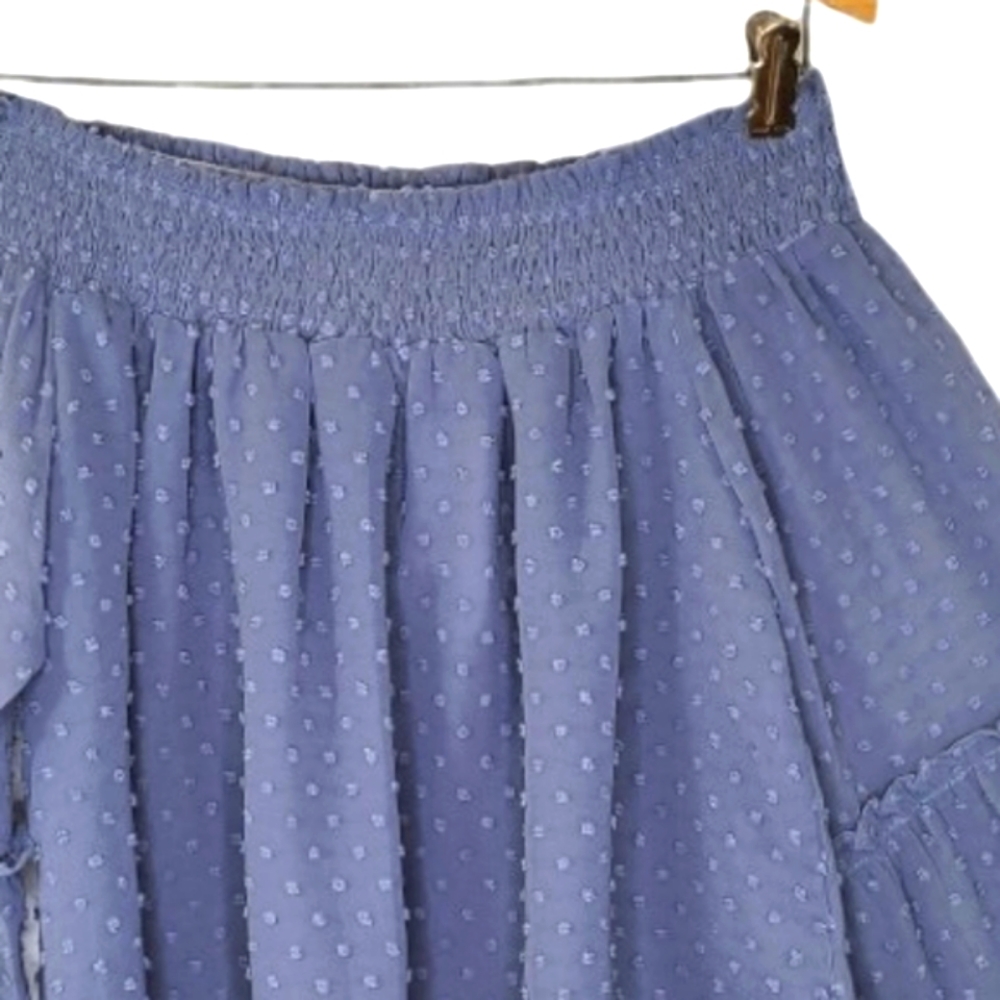 NWT LA Miel blue off the shoulder swiss dot blouse - Picture 2 of 12